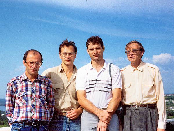 Слева направо: М.Ш. Браверман, В.И. Чеботарёв, 
В.Д. Степанов, А.Я. Золотухин (1993 г.)